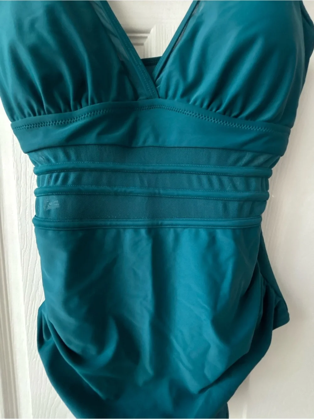 Blooming Jelly Size M Women’s Teal Mesh Detail Tummy Control One-Piece Swimsuit